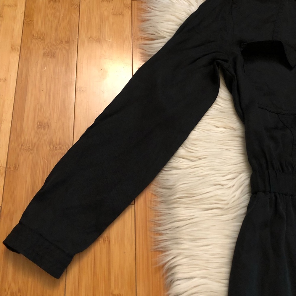 Banana Republic Tencel Black Tapered Leg Long Sleeves Utility Flight Jumpsuit 4 - Picture 6 of 16